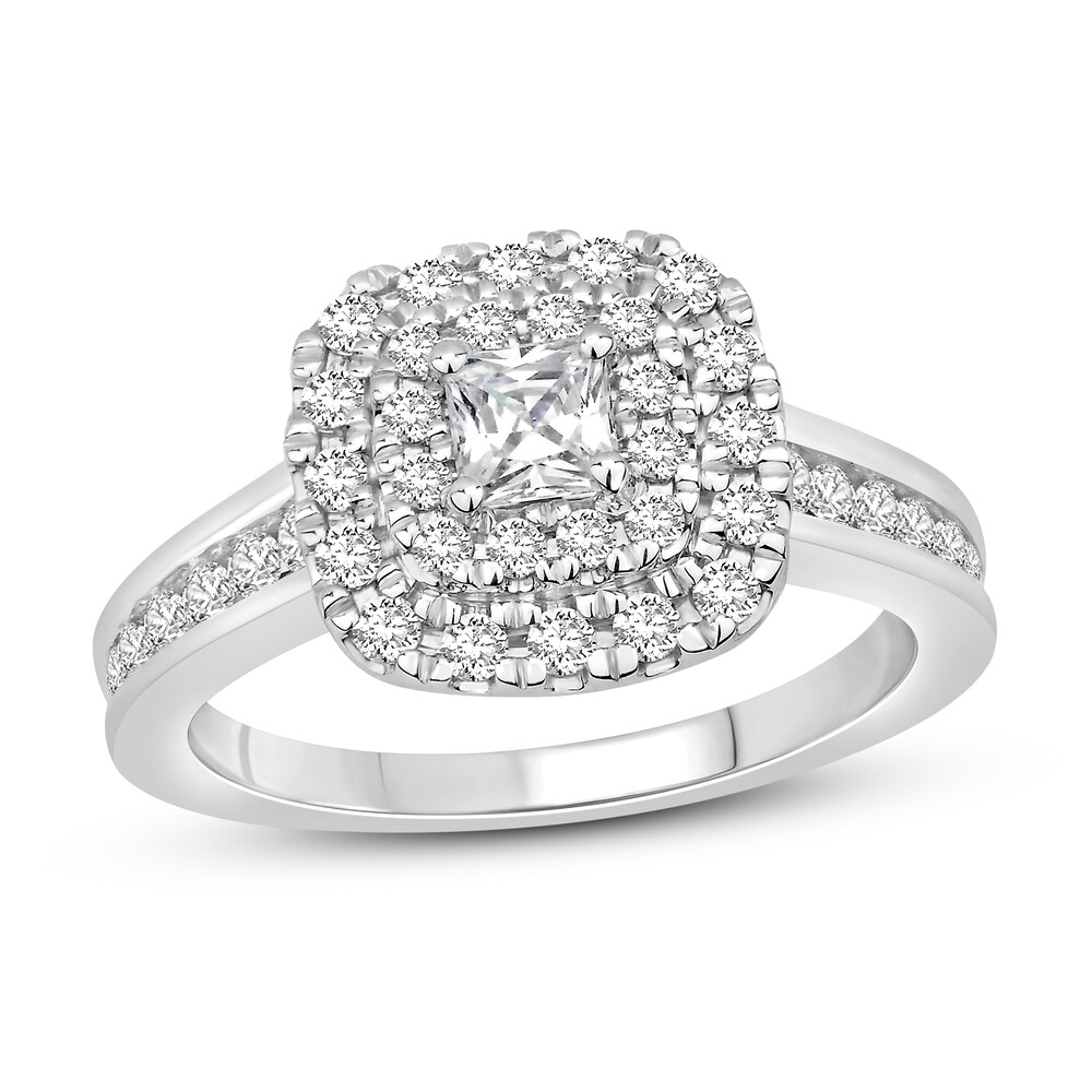 Diamond Engagement Ring 1 ct tw Princess/Round 14K White Gold ApguA87w