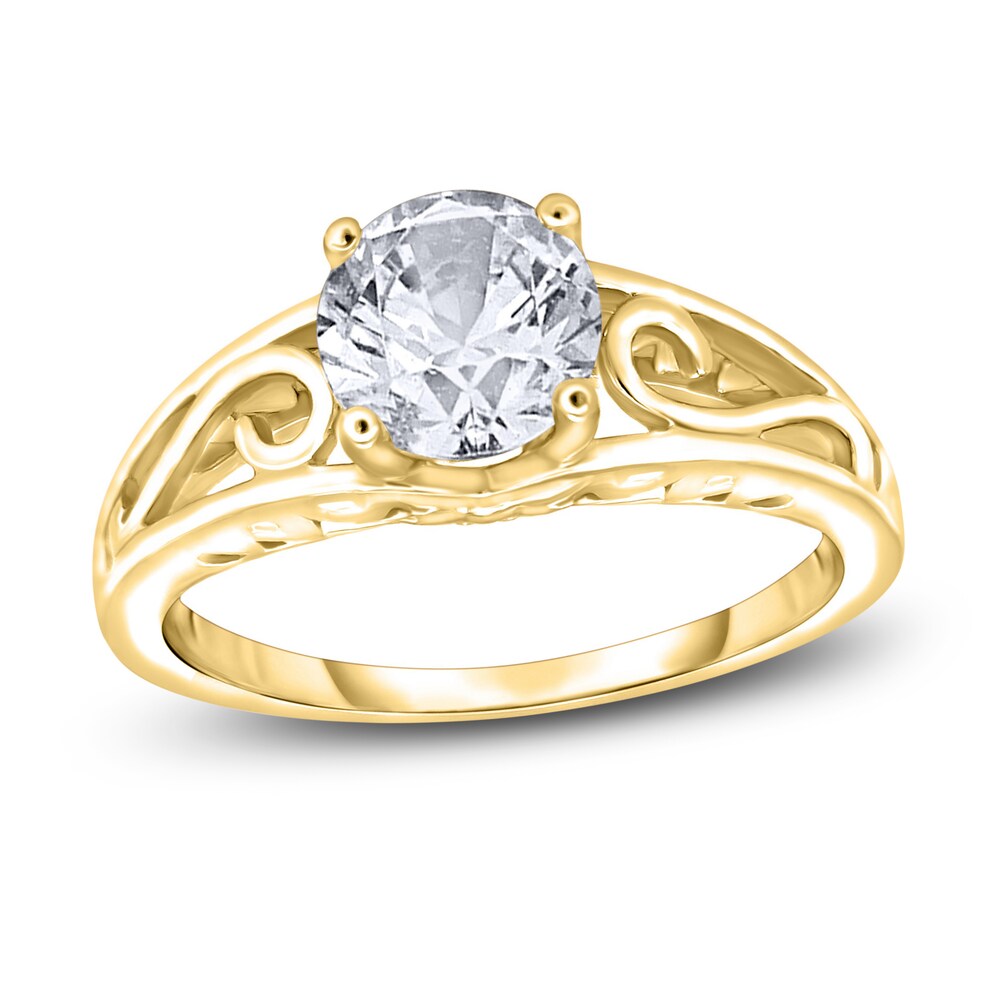 Diamond Solitaire Scroll Engagement Ring 1 ct tw Round 14K Yellow Gold (I2/I) Aqw0vRhZ