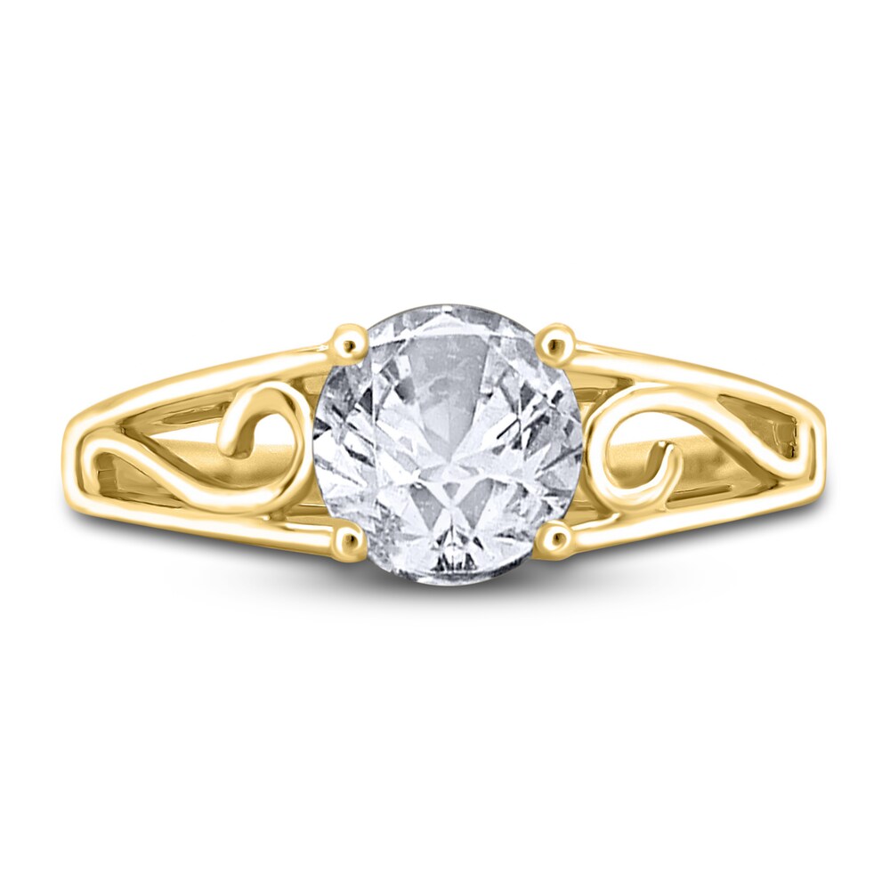 Diamond Solitaire Scroll Engagement Ring 1 ct tw Round 14K Yellow Gold (I2/I) Aqw0vRhZ