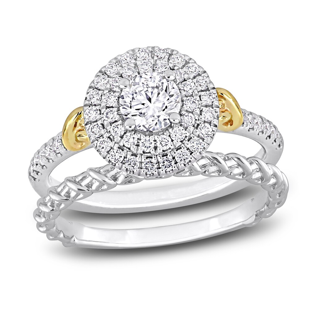 Diamond Y-Knot Bridal Set 7/8 ct tw Round 14K Two-Tone Gold AsSm2I7s