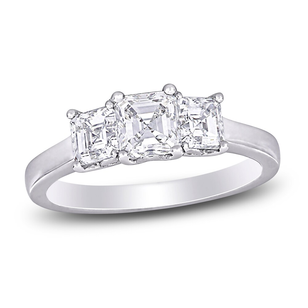 Diamond 3-Stone Engagement Ring 1-1/2 ct tw Asscher-Cut 14K White Gold AtDv0kq4 [AtDv0kq4]