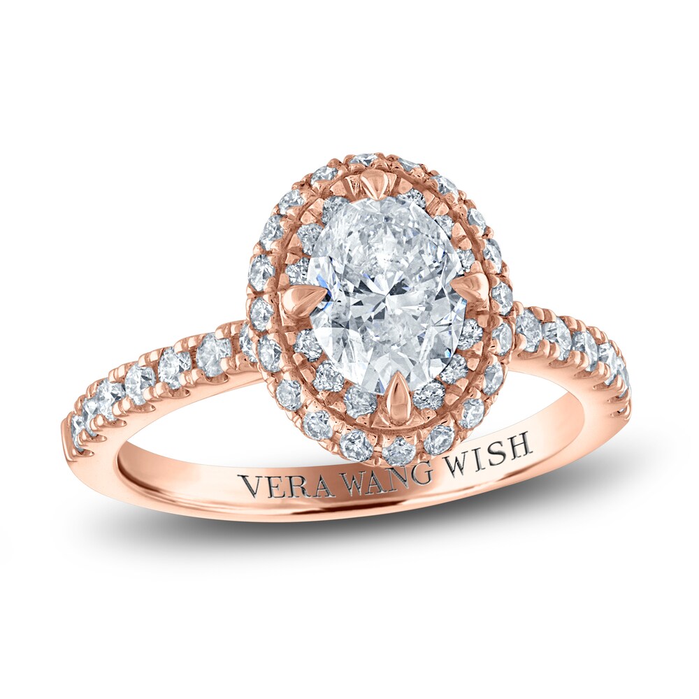 Vera Wang WISH Diamond Engagement Ring 2-3/8 ct tw Oval/ Round 18K Rose Gold B2ECXpAd