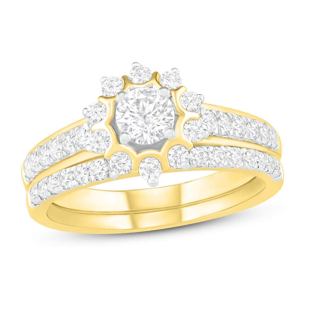 Diamond Bridal Set 3/4 ct tw Round 14K Yellow Gold B2M1PucE