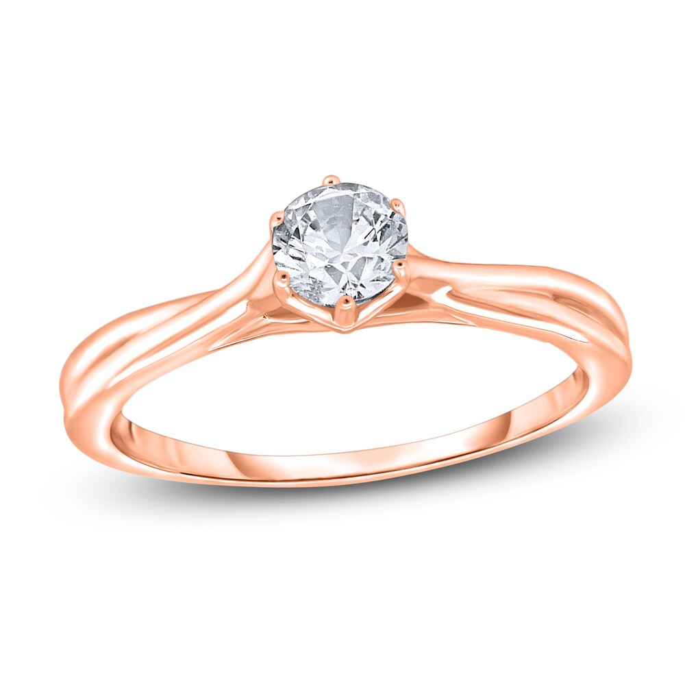 Diamond Solitaire Twist Engagement Ring 3/4 ct tw Round 14K Rose Gold (I2/I) B4kdmmmJ