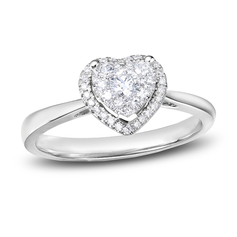 Diamond Heart Engagement Ring 1/3 ct tw Round 14K White Gold B5zxT3IE [B5zxT3IE]