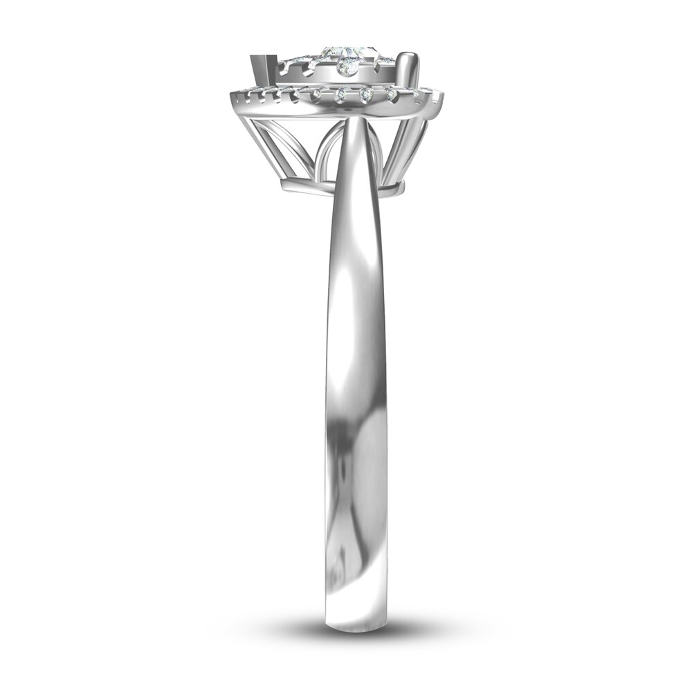 Diamond Heart Engagement Ring 1/3 ct tw Round 14K White Gold B5zxT3IE