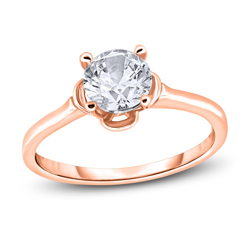 Diamond Solitaire Floral Engagement Ring 1-1/2 ct tw Round 14K Rose Gold (I2/I) B7THLmjM