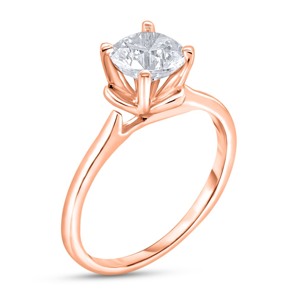 Diamond Solitaire Floral Engagement Ring 1-1/2 ct tw Round 14K Rose Gold (I2/I) B7THLmjM