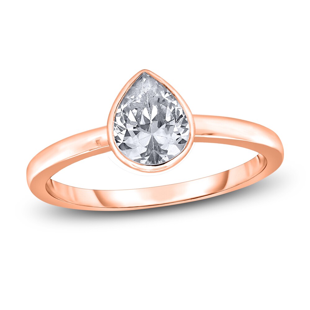 Diamond Solitaire Engagement Ring 1-1/2 ct tw Bezel-Set Pear-cut 14K Rose Gold (I2/I) BJnwOXAB