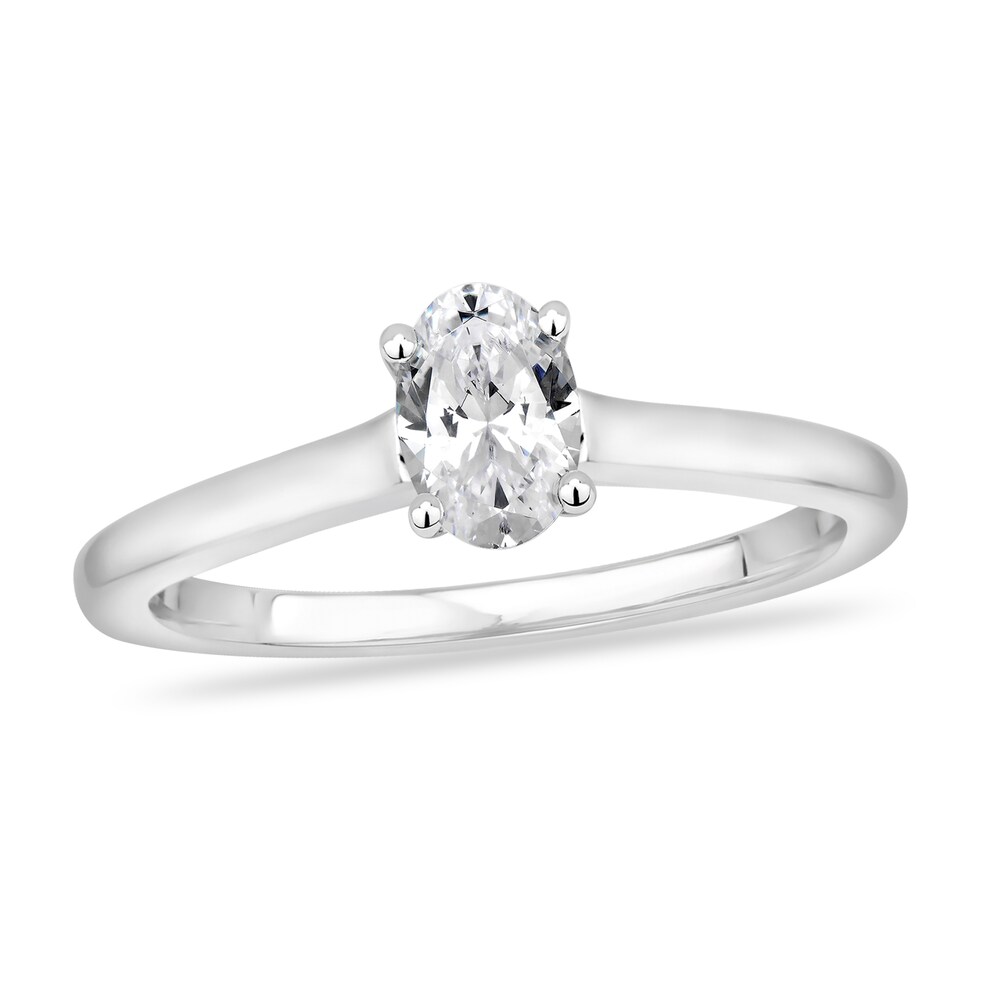 Diamond Solitaire Engagement Ring 1 ct tw Oval-cut 14K White Gold (I2/I) BUEyk5Tv