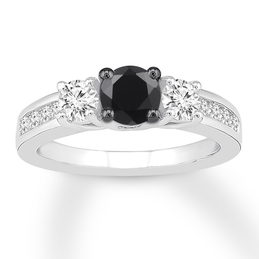 Black Diamond Engagement Ring 1-1/3 carat tw 14K White Gold BVMzGzWv