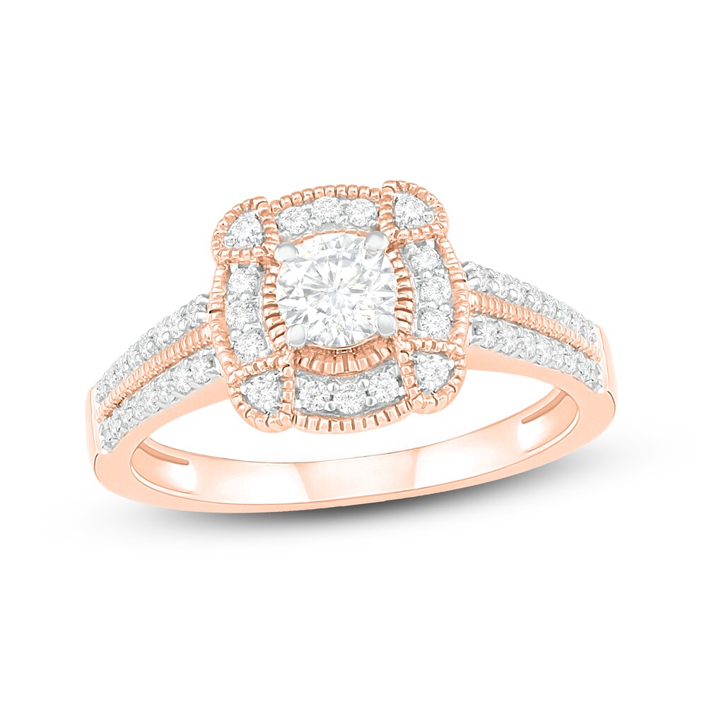 Diamond Engagement Ring 1/2 ct tw Round 14K Rose Gold BkKqEroC