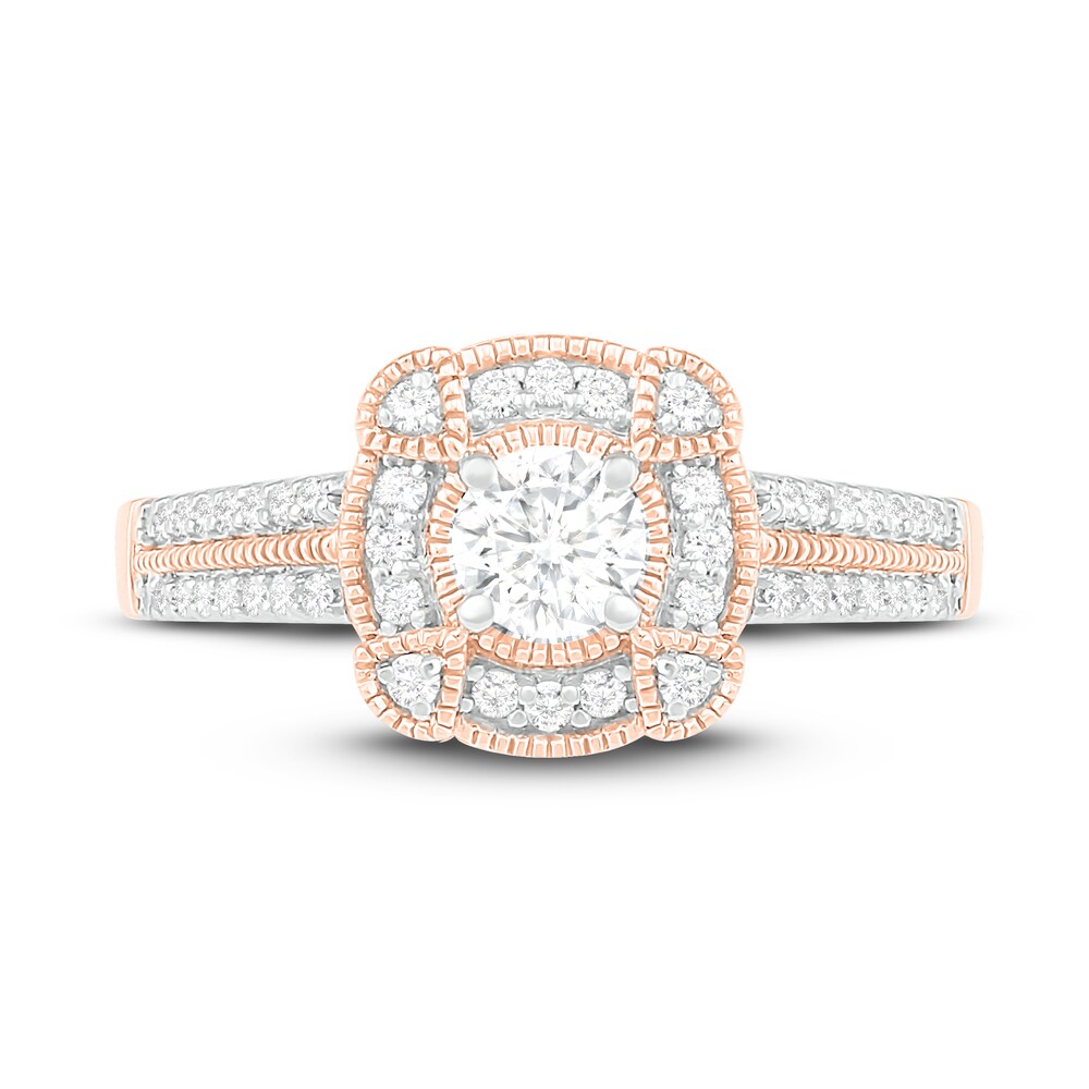 Diamond Engagement Ring 1/2 ct tw Round 14K Rose Gold BkKqEroC