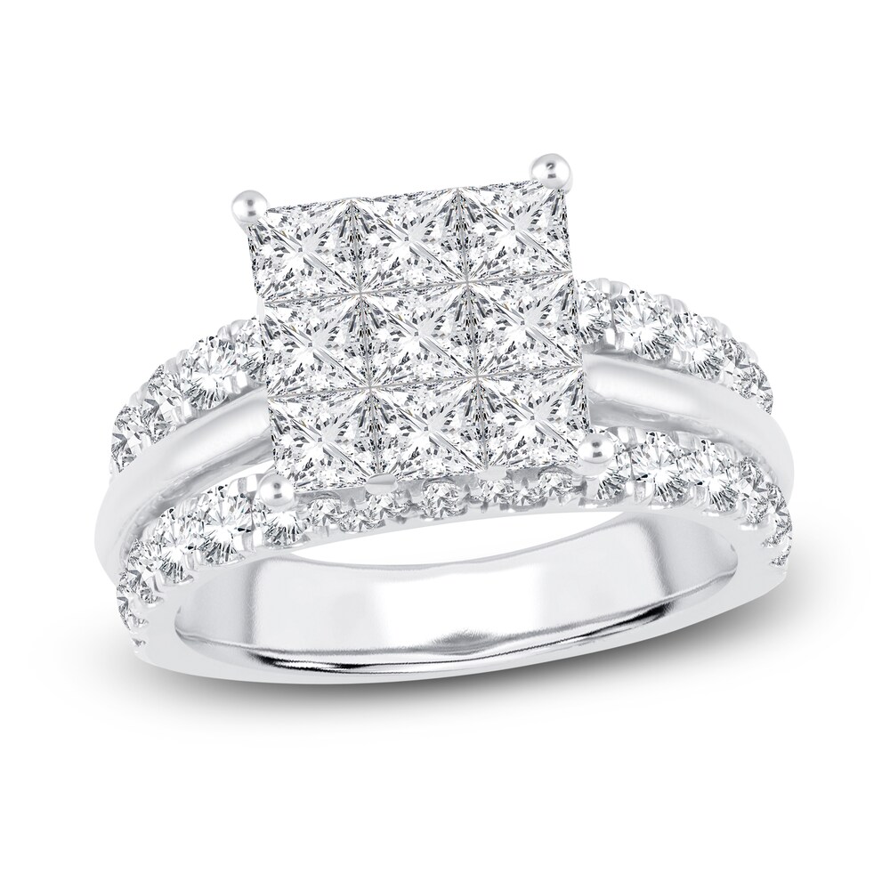 Diamond Engagement Ring 3 ct tw Round 14K White Gold CCZ1HKVU