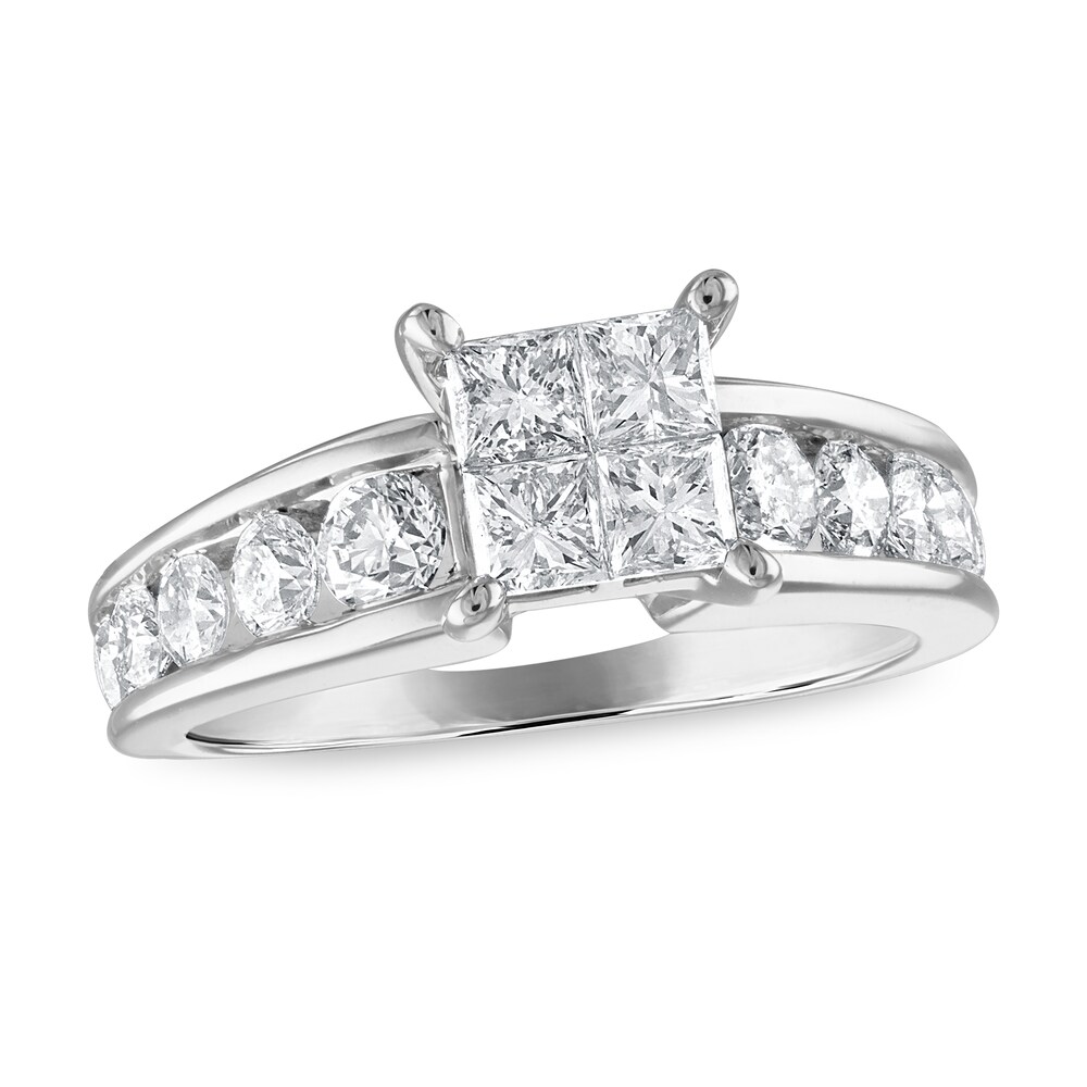 Diamond Engagement Ring 1-3/4 ct tw Princess/Round 14K White Gold CCjjmCbi
