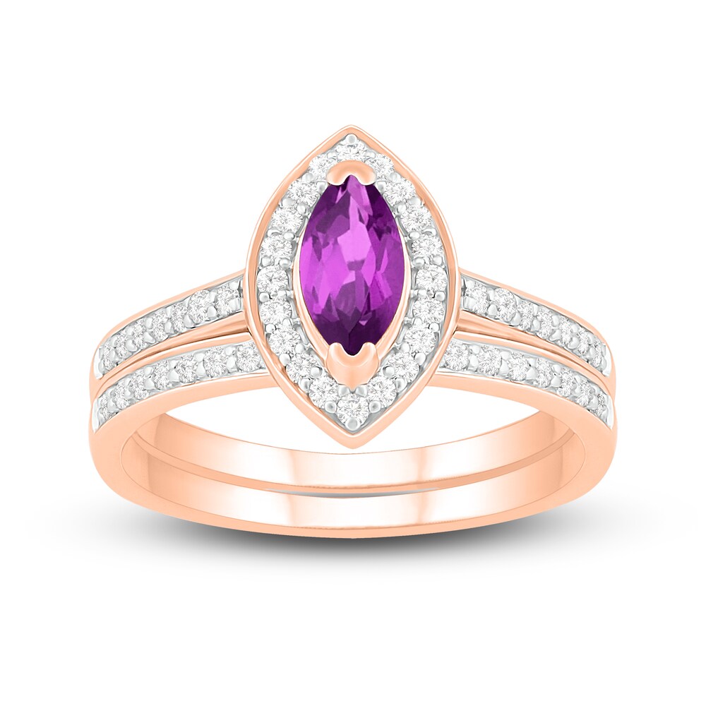 Natural Amethyst Engagement Ring 1/3 ct tw Diamonds 14K Rose Gold CEDgthJa