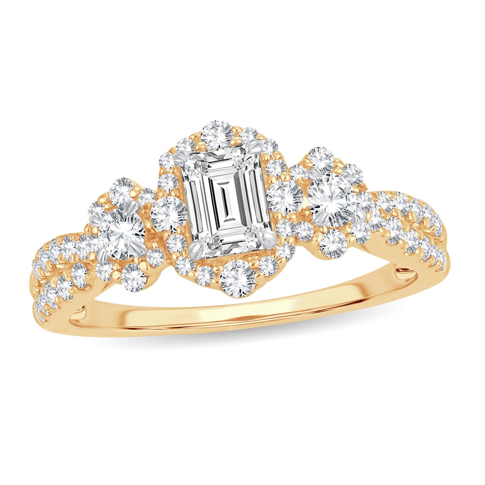 Diamond Ring 1-1/10 ct tw Emerald-cut 14K Yellow Gold CRyBUs2t