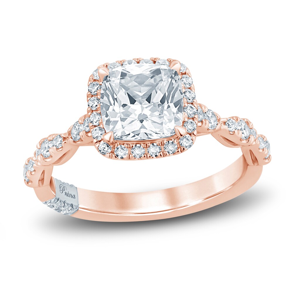 Pnina Tornai Diamond Engagement Ring 2-1/2 ct tw Cushion/Round 14K Rose Gold CbdX5UhS