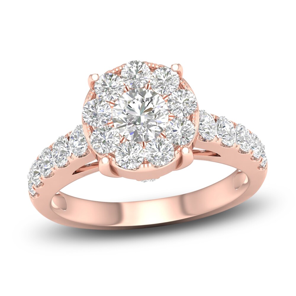 Diamond Engagement Ring 2 ct tw Round 14K Rose Gold Clpjjs78