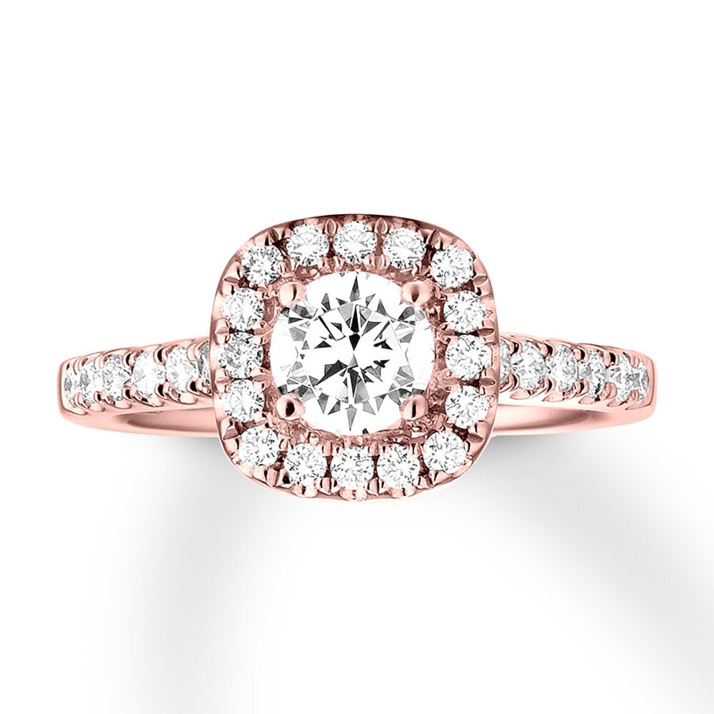 Diamond Engagement Ring 3/4 ct tw Round 14K Rose Gold CnyBiDAh