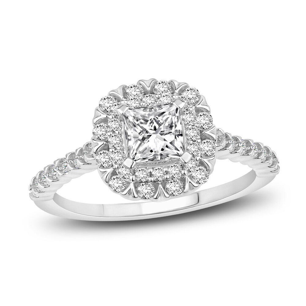 Diamond Engagement Ring 1 ct tw Princess/Round 14K White Gold D1JjrSMJ