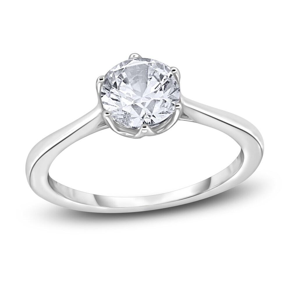 Diamond Cathedral Solitaire Engagement Ring 1 ct tw Round 14K White Gold (I2/I) D9biqcIn