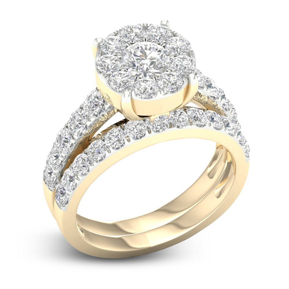 Diamond Bridal Set 2 ct tw Round 14K Yellow Gold DB5g7VjF