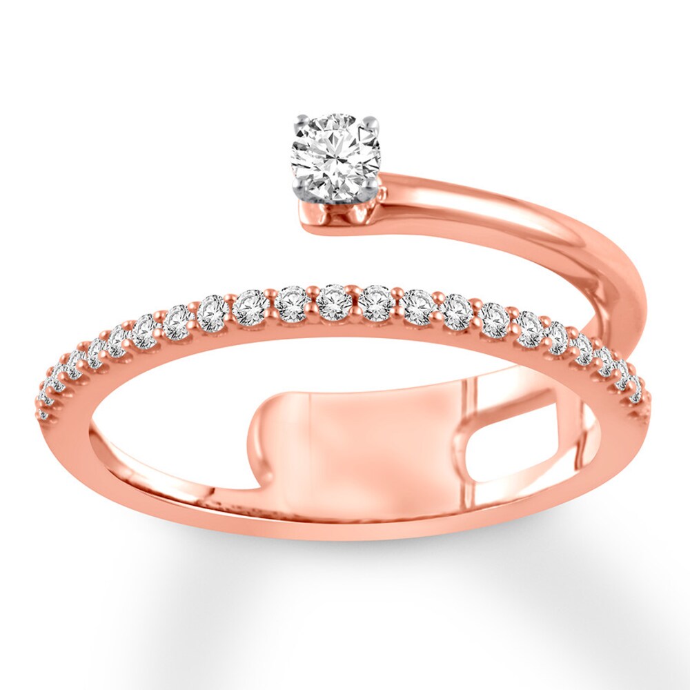 Diamond Promise Ring 1/4 ct tw Round 10K Rose Gold DFkL5K1u