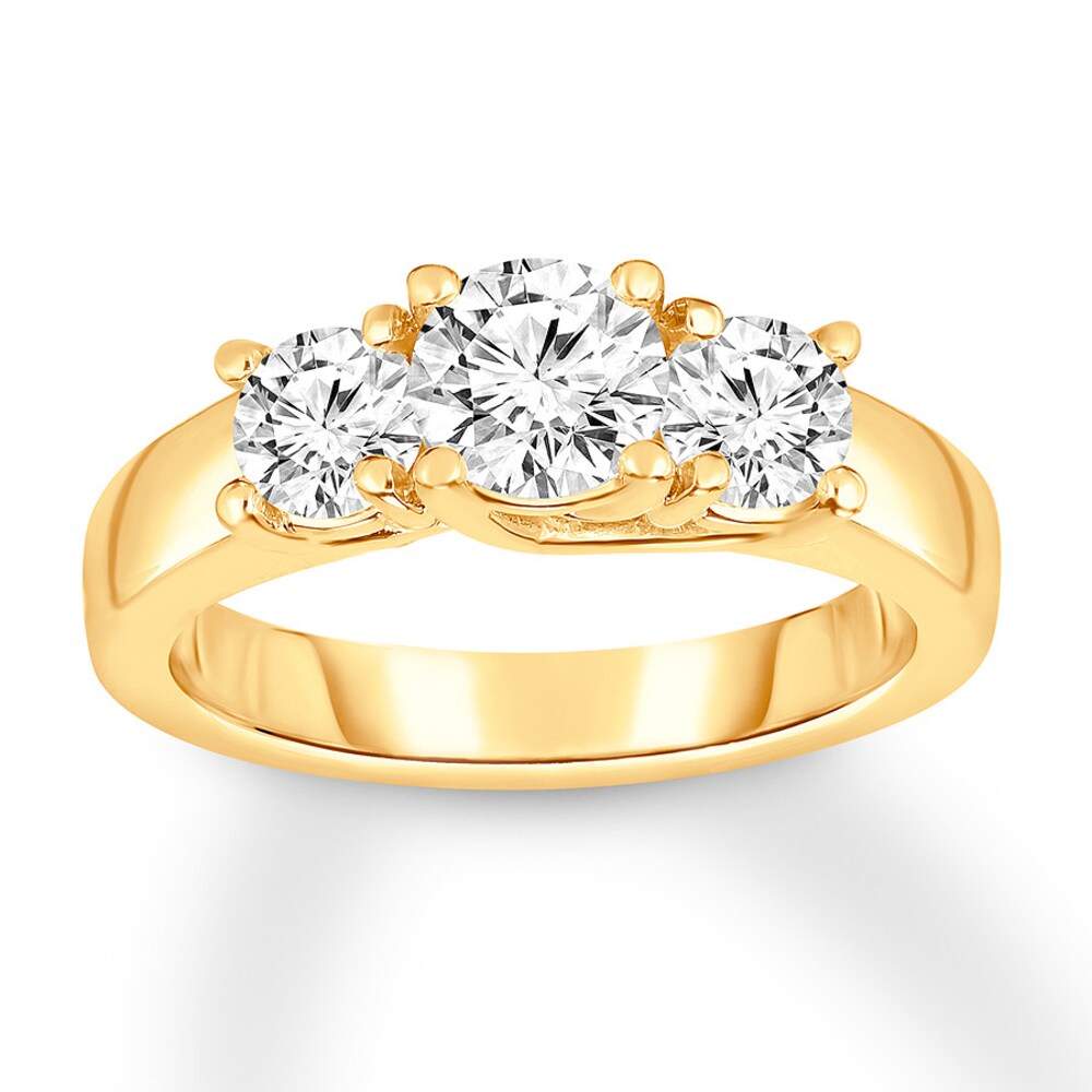 Diamond 3-Stone Ring 1-5/8 ct tw Round-cut 14K Yellow Gold DHWmoOlw