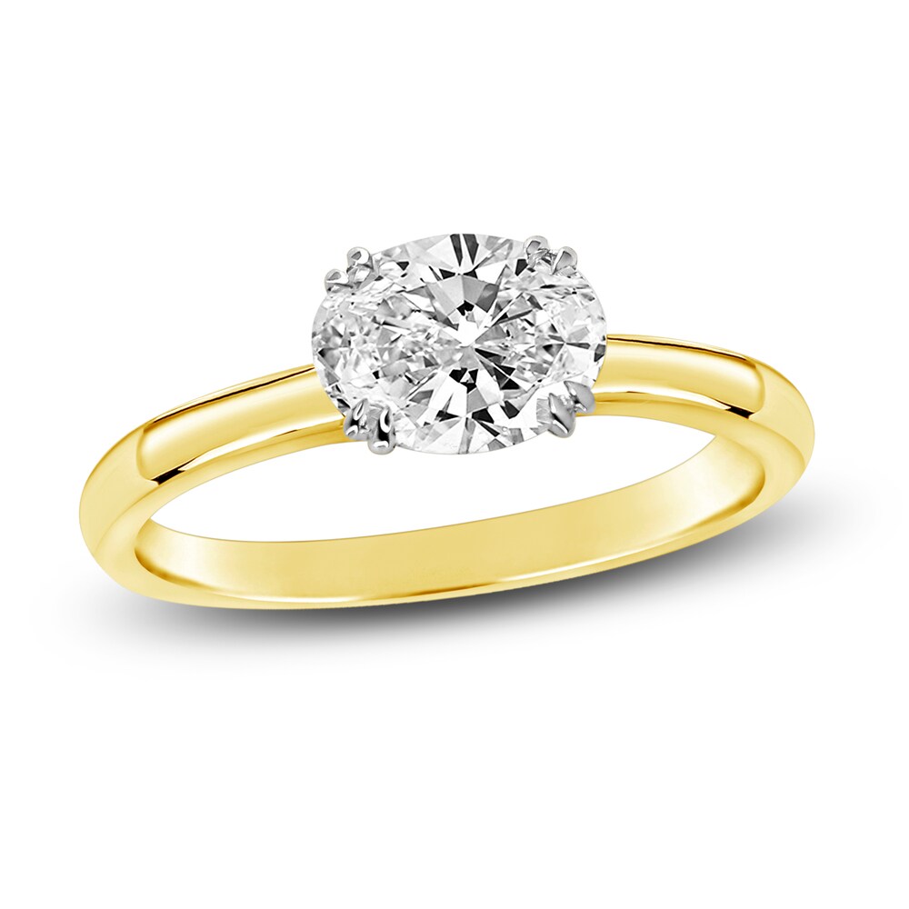 Diamond Solitaire Plus Ring 1 ct tw Oval 14K Yellow Gold (I2/I) DKK8f09f