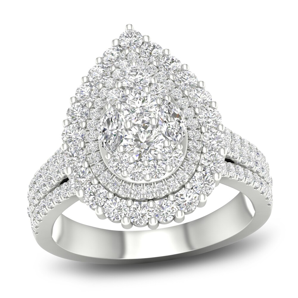 Diamond Engagement Ring 1-1/2 ct tw Round 14K White Gold DS7DottK