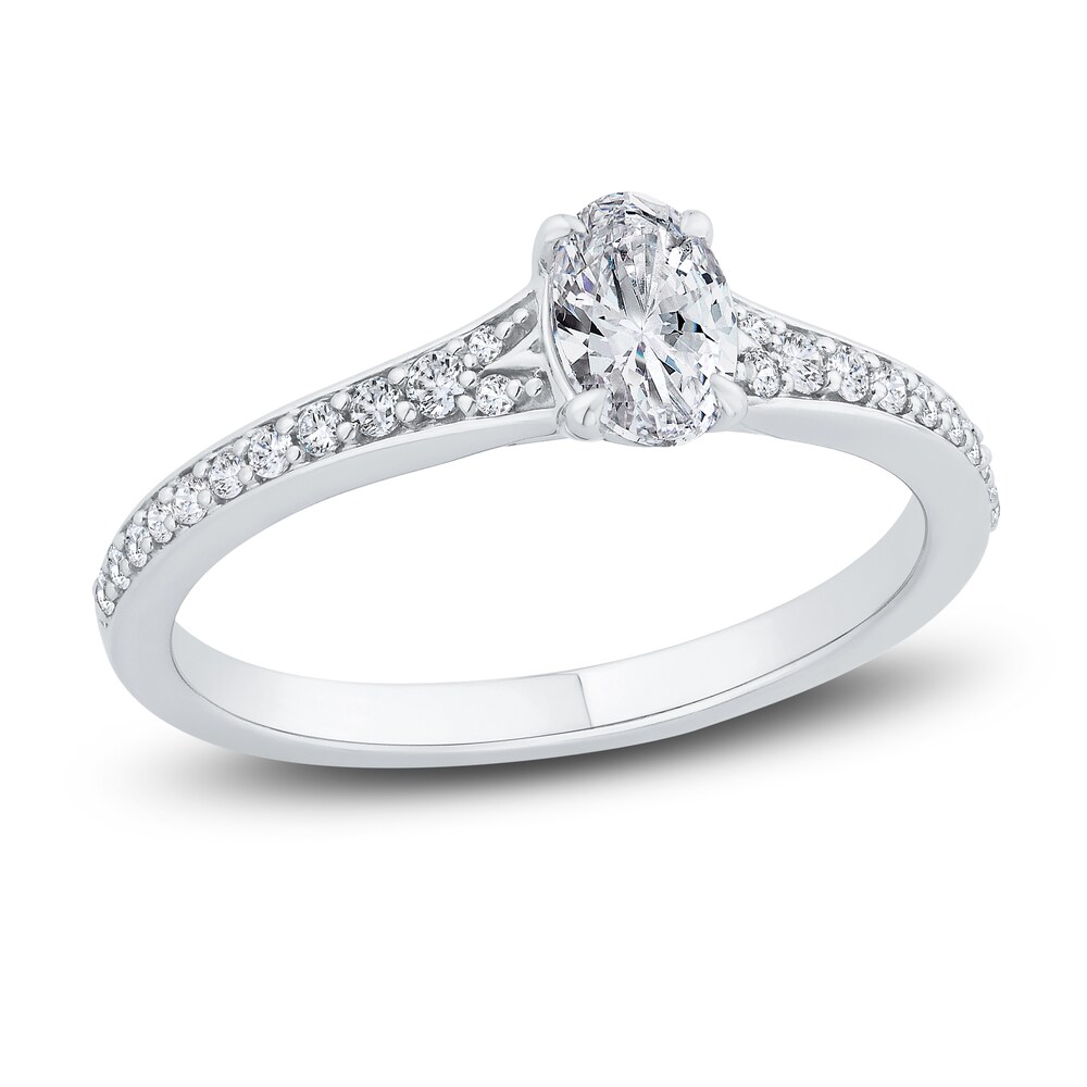 Diamond Engagement Ring 1/2 ct tw Oval/Round 14K White Gold DTOvyKTk