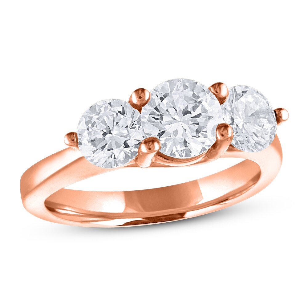 Diamond 3-Stone Ring 2 ct tw Round 14K Rose Gold DzN3Zrqt