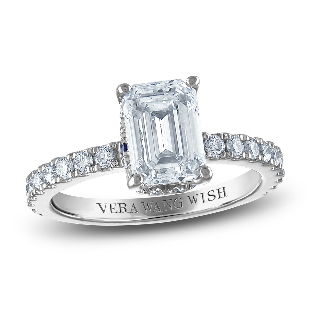 Vera Wang WISH Lab-Created Diamond Engagement Ring 2-1/2 ct tw Emerald/Round 14K White Gold E1qofzYN
