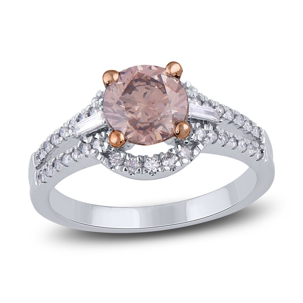 Diamond Engagement Ring 1-7/8 ct tw Round/Baguette 14K White Gold E8eOdFSG