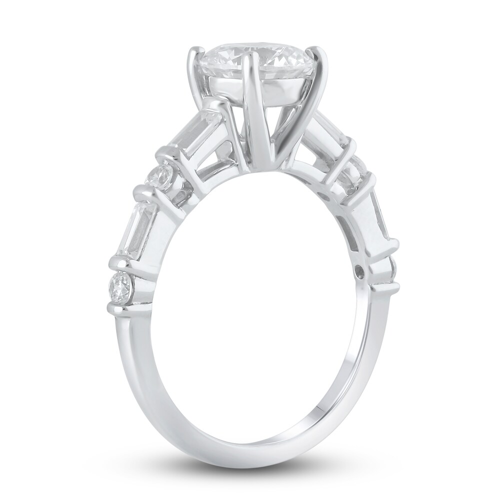 Lab-Created Diamond Engagement Ring 2 ct tw Round/Emerald 14K White Gold EUgyUwuK