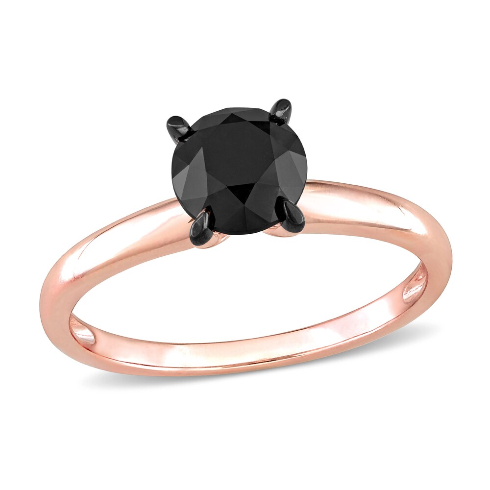Black Diamond Solitaire Engagement Ring 1-1/2 ct tw Round-cut 14K Rose Gold Eah7dP8K