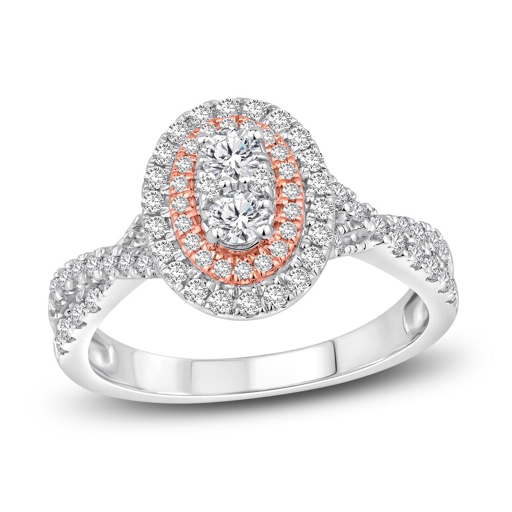Diamond Engagement Ring 3/4 ct tw Round Two-Tone Gold EbR5Wozo