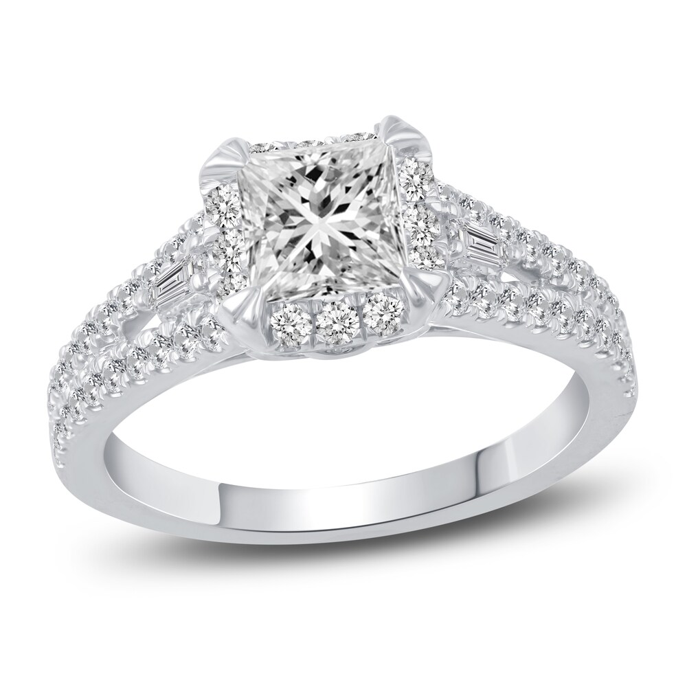 Diamond Engagement Ring 1-3/8 ct tw Princess/Round 14K White Gold EffWAeA7