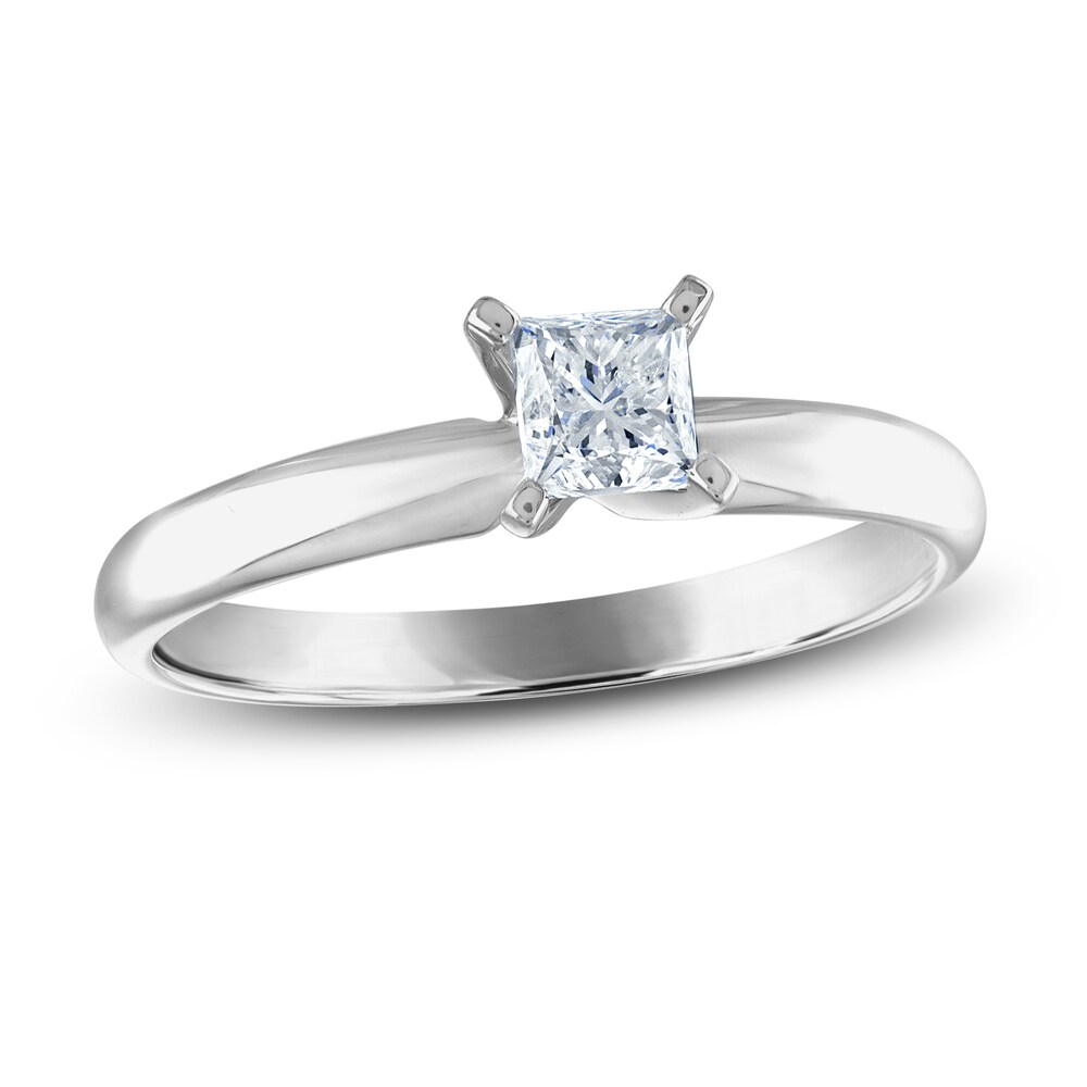 Diamond Solitaire Ring 1/2 ct tw Princess 14K White Gold (I2/I) EomiCAEF