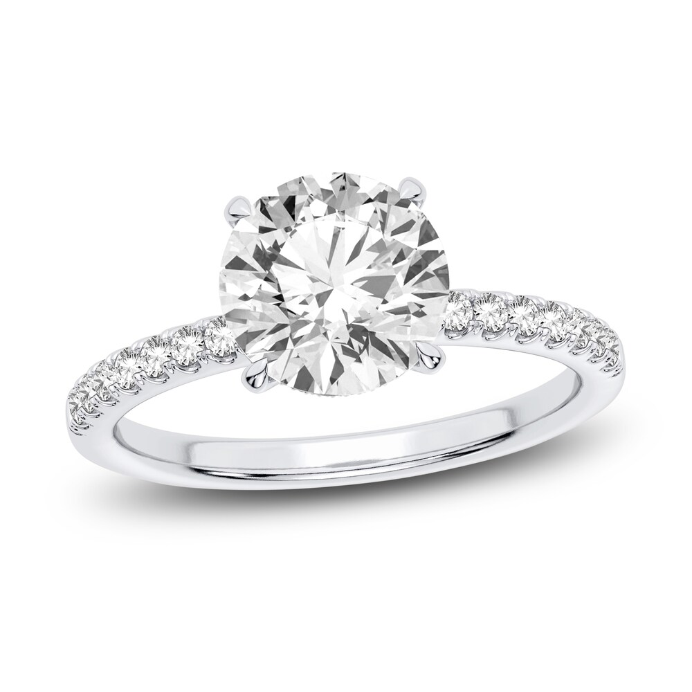 Lab-Created Diamond Engagement Ring 2-1/4 ct tw Round 14K White Gold EqwlS9Jx