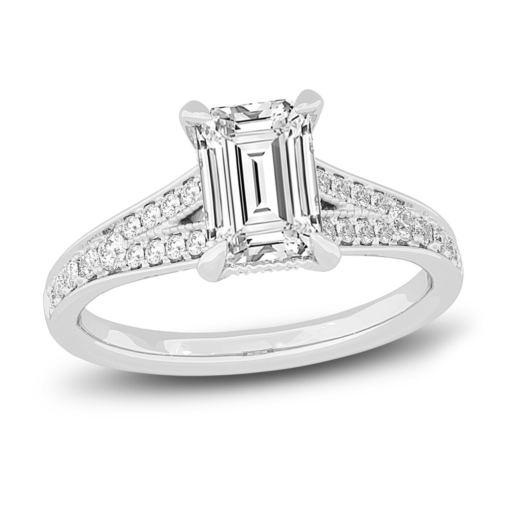 Lab-Created Diamond Engagement Ring 2-1/3 ct tw Emerald 14K White Gold EuQTABTz