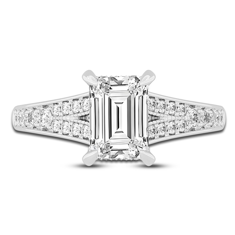 Lab-Created Diamond Engagement Ring 2-1/3 ct tw Emerald 14K White Gold EuQTABTz