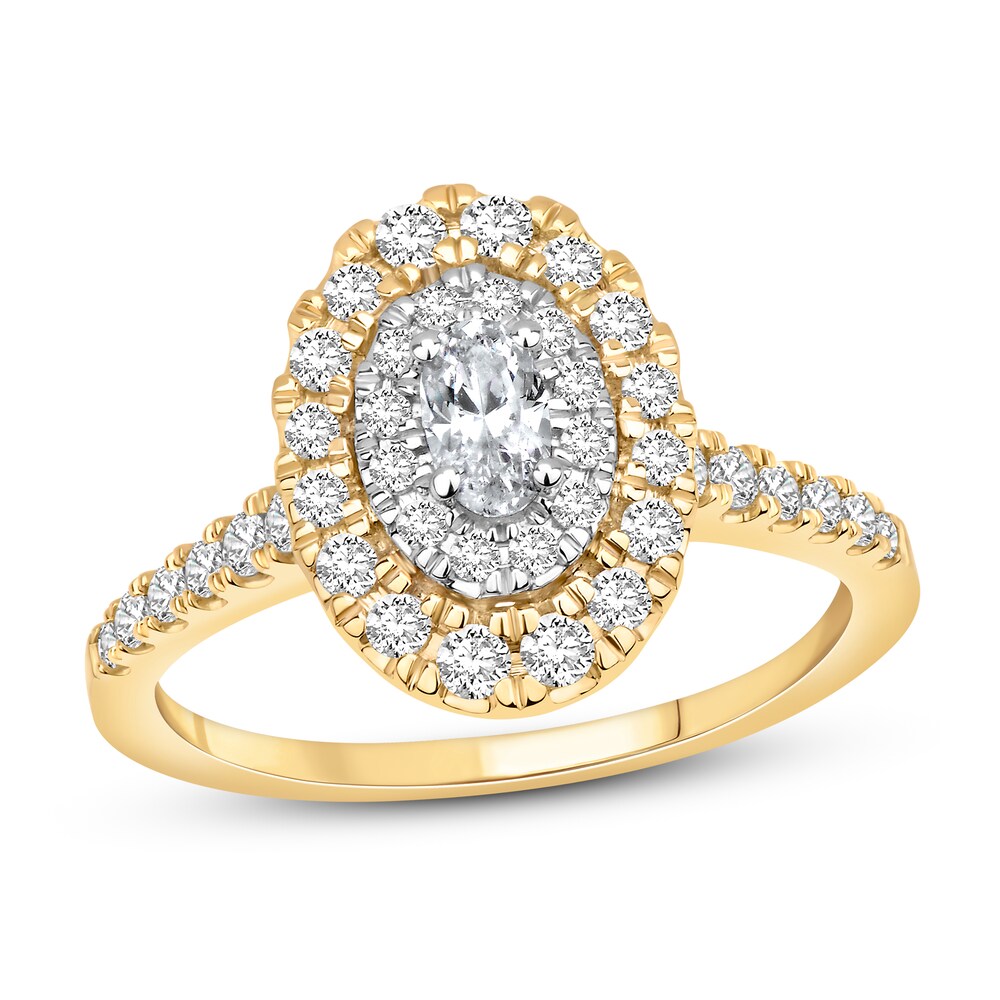 Diamond Engagement Ring 1 ct tw Oval/Round 14K Two-Tone Gold ExKwkT4I
