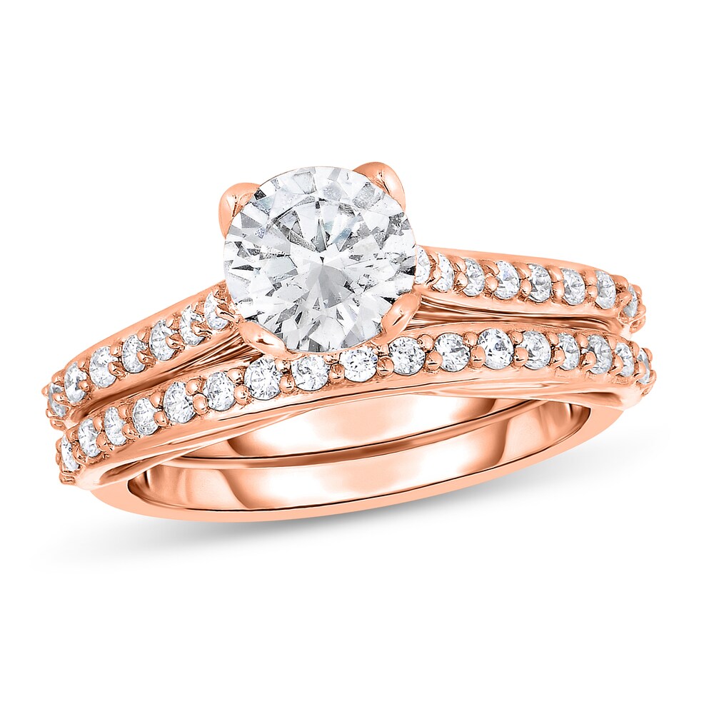 Diamond Bridal Set 1-1/2 ct tw Round 14K Rose Gold EyALb7ew