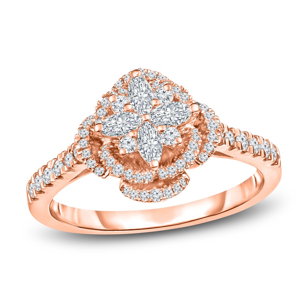 Diamond Ring 5/8 ct tw Round 14K Rose Gold F04AKeBS