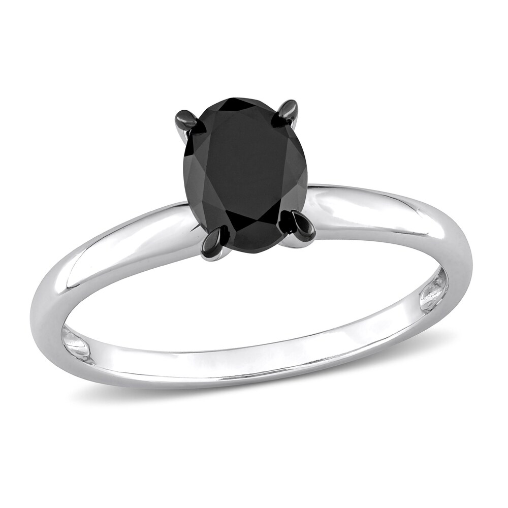 Black Diamond Solitaire Engagement Ring 1 ct tw Oval-cut 14K White Gold F3SYrSBt