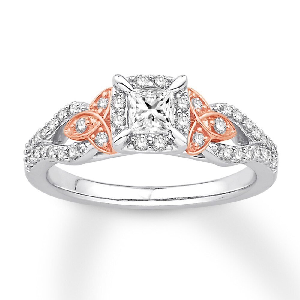 Diamond Promise Ring 1/2 ct tw Princess/Round 10K Two-Tone Gold F4436Q4q [F4436Q4q]
