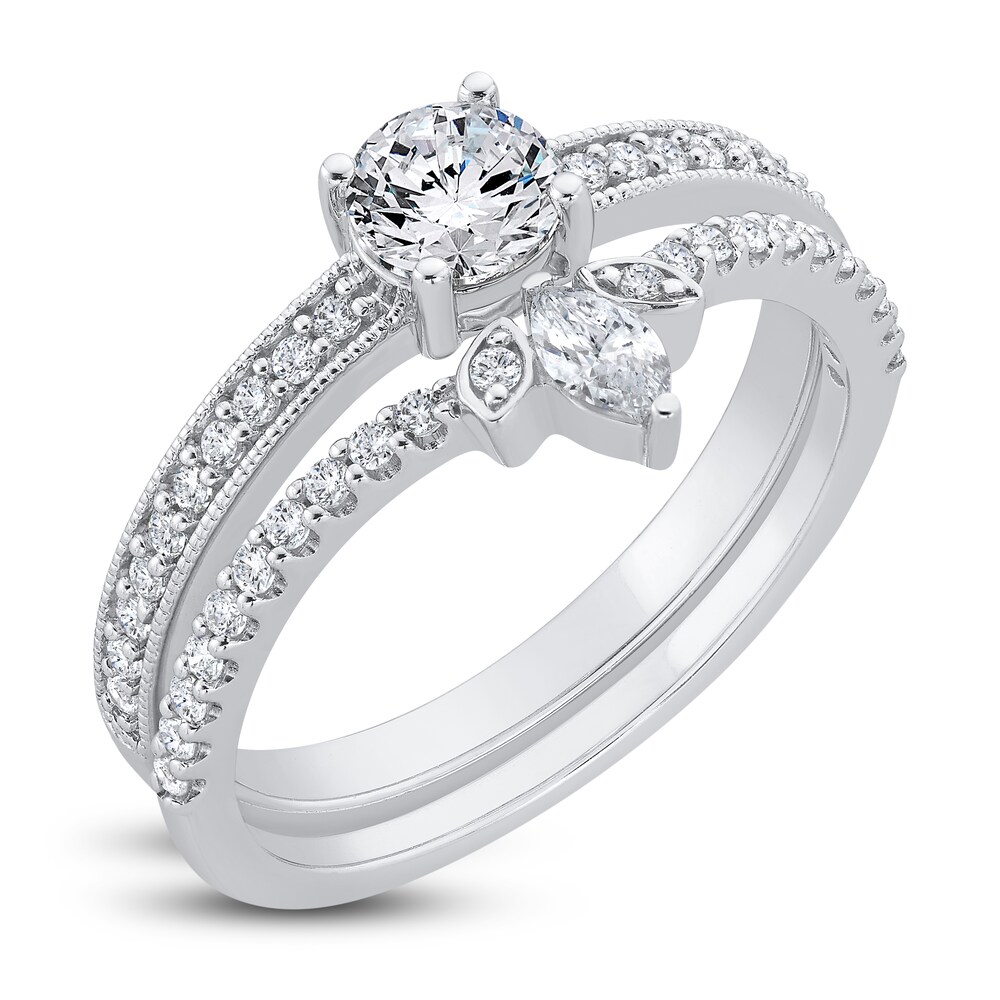 Diamond Engagement Ring 3/4 ct tw Round 14K White Gold FC91mqju