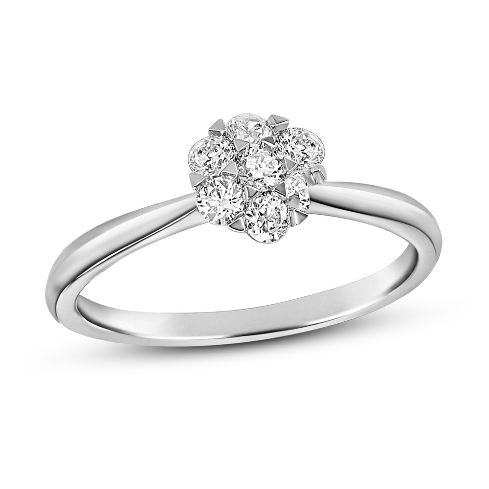 Diamond Engagement Ring 3/8 ct tw Round 14K White Gold FCa7TJO9